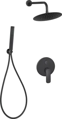 Produktbild von BADLAND Komplettes Duschsystem SIROS Unterputz Armatur Wasserhahn mit Kopfbrause in Schwarz