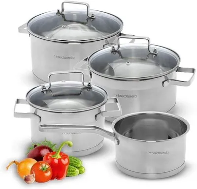 Produktbild von Edelstahltopf-Set, 7-teilig, spülmaschinenfest, für alle Herde