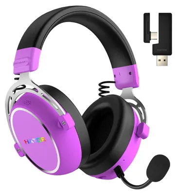 Obrázok produktu pre HATOR Hypergang 3 Wireless, Bezdrôtový, 10 - 44000 Hz, Hranie, 330 g, Slúchadlá s mikrofónom, Fialová
