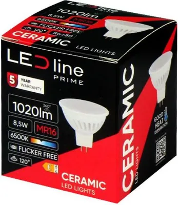 Produktbild von LED-line PRIME LED GU5,3 MR16 8,5W Reflektor 1020lm 120° Keramik 10-18V AC/DC Kaltweiß 6500K