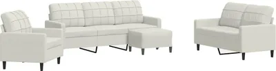 Zdjęcie produktu dla vidaXL 4-częściowa sofa z poduszkami kremowy aksamit