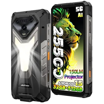 Produktbild von Ulefone Armor 34 Pro Plus 5G Outdoor Handy mit Projektor - 32GB+512GB MTK 7400X, 25500mAh 6.95” 120Hz 1100LM Campinglampe Outdoor Smartphone Android15