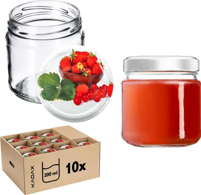 Obrázok produktu pre KADAX Lerma poháre na konzervovanie 200ml 10 ks 66mm + viečko "Jahody"