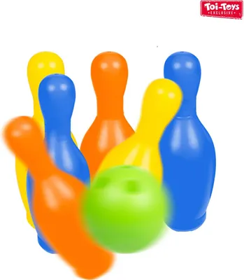 Produktbild von Toi-toys Bowling-Set farbig, 7-teilig.
