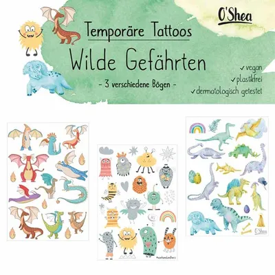 Produktbild von Temporäre Tattoos - Wilde Gefährten 3 Bögen