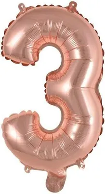 Zdjęcie produktu dla amscan® 9909691 Balon foliowy mini cyfra 3 - 35 cm, różowy