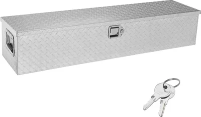 Obrázok produktu pre SucceBuy Robustný hliníkový box na náradie, 121,9 x 38,1 x 38,1 cm, úložný box s diamantovou doskou, bočnou rukoväťou a zámkom na pickup, lôžko nákladného auta, karavan, príves, strieborný