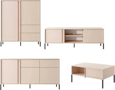 Produktbild von Wohnzimmer-Set Wohnwand Dast 4-teilig beige