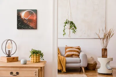 Produktbild von Coloray Hodiny Unikátní 30x30 cm  Tiché hodiny Pro obývací pokoj a kuchyň Nástěnné hodiny Plátno Bílé ručičky hodin - Zatmění hradu