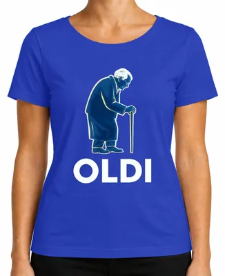 Productafbeelding van OLDI Rentner Opa Gehstock, vrolijk cadeau, retro dames T-shirt, blauw, maat S