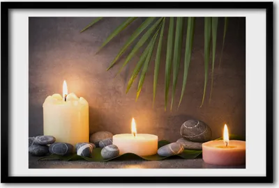 Produktbild von Bild 60x40 MDF-Rahmen, Wandkunst Brennende Kerzen