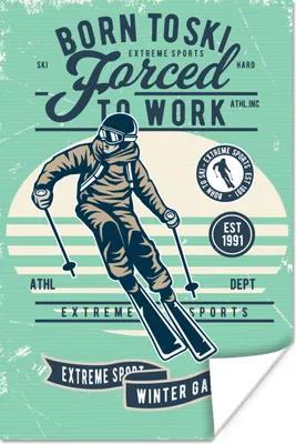 Produktbild von MuchoWow® Poster Ski - Skianzug - Wintersport - Vintage 60x90 cm - Wanddekoration
