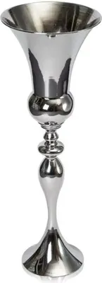 Produktbild von Hohe moderne Vase - Standvase - Metall, 74 cm, Trompetenform,  Deko für Hochzeit und Tisch - Silber