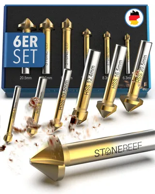 Produktbild von Kegelsenker Set 6-teilig HSS 6,3-20,5 mm - Senkbohrer Metall & Holz Sechs Größen von 6,3 bis 20,5 mm decken alle gängigen Senkkopfschrauben ab