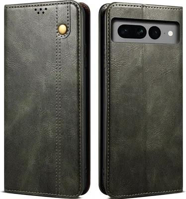 Image de Etui pour Google Pixel 8, étui en cuir avec fonction stand vert