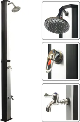 Produktbild von VIESTA Solardusche 35l mit Fußdusche - UV-beständiger Wassertank mit Wasserhahn/Fußdusche und Regenduschkopf
