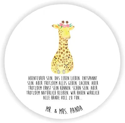 Produktbild von Mr. & Mrs. Panda magnet Giraffe Blumenkranz - Weiß - Geschenk, pinnwand, Selbstliebe, für pinwand, magnettafel, kühlschrank, Freundin, Afrika, Kühlschrankmagnet