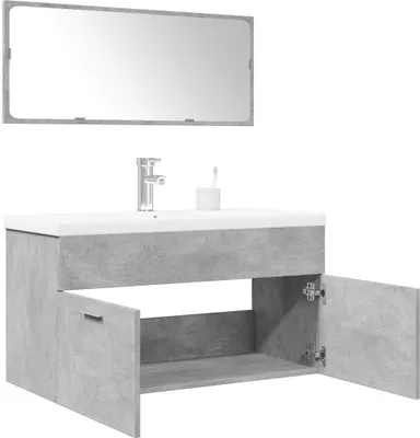 Image de Maison Exclusive - Ensemble de meubles de salle de bain 3 pièces, gris béton, matériau dérivé du bois