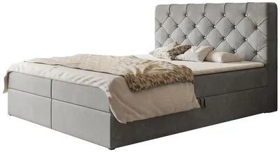 Produktbild von Boxspringbett Boston 120x200 mit Stauraum und Bonell-Matratze, Grau