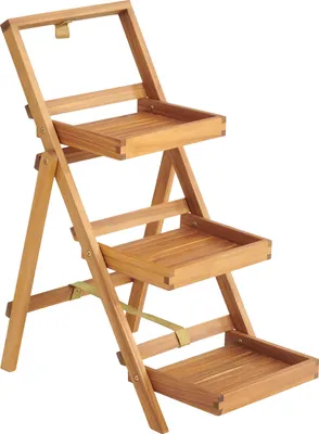 Image de Étagère de salle de bain Échelle 3 étagères 3 pneus Échelle en bois Étagère