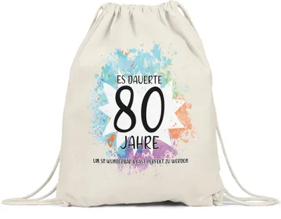Produktbild von Es Dauerte 80 Jahre Um So Wunderbar Zu Werden Turnbeutel Gymsack  Geburtstagsgeschenk 80 Jahre Alt Humor