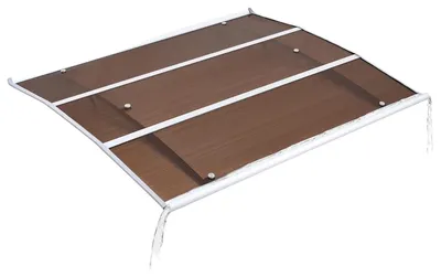 Immagine prodotto di VEVOR Tettoia per porta d'ingresso 120x100 cm, tettoia ad arco a una falda, copertura con sistema di drenaggio e supporto in ABS, protezione da pioggia, neve e sole, copertura in policarbonato per veranda e terrazza, marrone