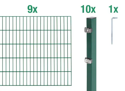 Immagine prodotto di Alberts 648794 Doppelstabmattenzaun als 20 tlg. Zaun-Komplettset, grün, Höhe 100 cm, Länge 18 m