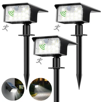 Solar-Außenleuchten mit Bewegungsmelder, 3er-Set, IP65, kaltweiß