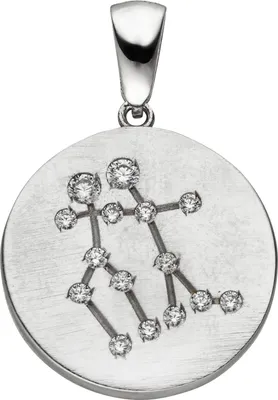Produktbild von JOBO Anhänger Sternzeichen Zwilling 925 Sterling Silber matt 15 Zirkonia Silberan