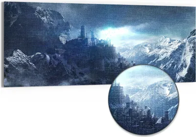 Produktbild von DEQORI Hybrid Leinwand Bild 125x50 cm 'Gipfel der Zukunft' Wandbild Glas flach modern