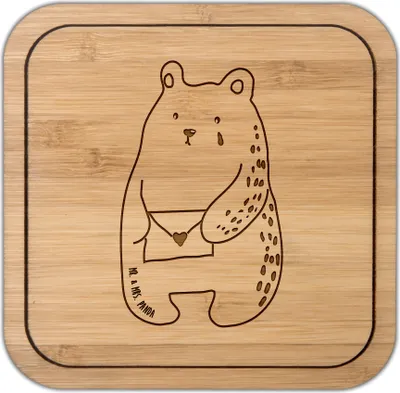 Produktbild von Mr. & Mrs. Panda Untersetzer quadratisch Bär Vermissen - Transparent - Geschenk, Teddybär, Liebeskummer, Coaster, Verreist, Tischuntersetzer, Kork, Unglücklich Verliebt