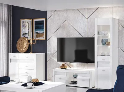 Produktbild von Wohnwand "Arko" Anbauwand Mediawand 3-teilig MDF weiß Hochglanz 76489409