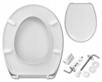Produktbild von WC Sitz - Toilettensitz - 36 X 44 Cm - Antibakteriell - Duroplast - Stabile Metallbeschläge - Toilettendeckel
