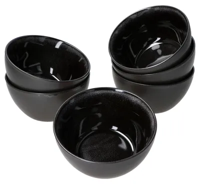 Produktbild von Reactive Glaze Grey Black 6er Set Dessert-Schale 450ml Schüssel Dessert Snacks