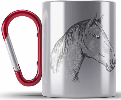 Produktbild von Pferde Edelstahl Tasse Karabiner Lustig Reiterin Geschenk Pferde Geschenke Mädchen Pferdeliebhaber (Rot)
