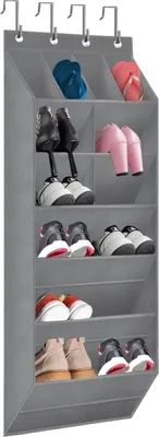 Produktbild von Schuhregal für schmale Türen und Schlafzimmer Schrank - Multifunktionaler Schuhständer mit großen tiefen Taschen - Grau