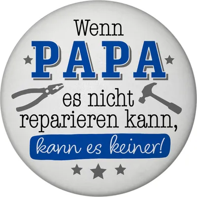 Produktbild von Papa Geschenk Magnet rund mit Flaschenöffner rund mit Spruch Wenn Papa