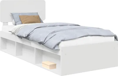 Image de Cadre de lit avec tête de lit Blanc 100 x 200 cm Pin massif
