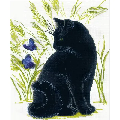 Produktbild von Riolis Kreuzstich Set "Schwarze Katze", Zählmuster, 24x30cm