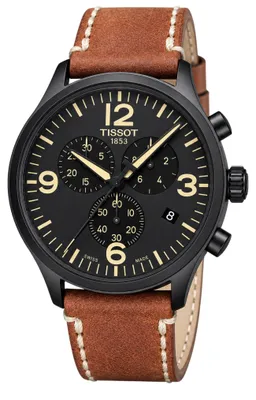Zdjęcie produktu dla Zegarek męski Tissot Chrono XL, czarny, brązowy, skórzany, model T116.617.36.057.00