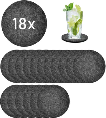 Produktbild von 18x Hochwertige Filz-Untersetzer für Getränke - runde Glasuntersetzer - Tischuntersetzer Tassenuntersetzer Getränkeuntersetzer aus Filz - Ø 10cm - Rund - Extra dick