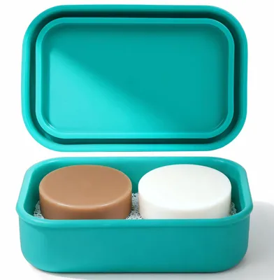 Produktbild von Reisezeepbox aus Silikon, lekfrei, mit Drainageschicht, für unterwegs