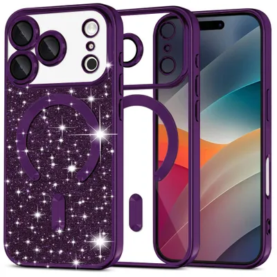 Obrázek produktu pro Techsuit – Luxury Glitter MagSafe kryt na iPhone 17 Pro – tmavofialový