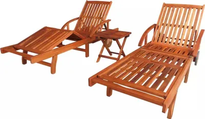 Immagine prodotto di vidaXL Lettini prendisole 2 pezzi con tavolo in legno massiccio di acacia