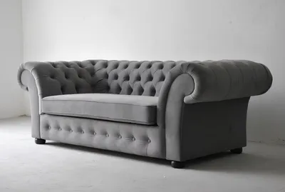 Zdjęcie produktu dla Sofa 3-osobowa Kanapa tapicerowana tkaniną Sofy tekstylne Nowoczesne Chesterfield Szary