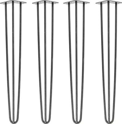 Produktbild von Natural Goods Berlin HAIRPIN Legs, Haarnadelbeine, Möbelfüße, Tischbeine, Industrial Anthrazit, 71 cm, 3 Streben, 4 Stück