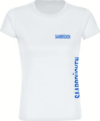 Produktbild von multifanshop Damen T-Shirt - Saarbrücken - Brust & Seite, weiß, Größe L