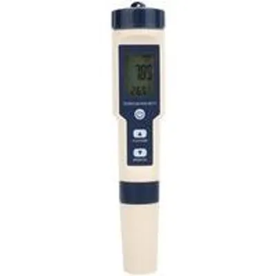 Obrázek produktu pro Digitální analyzátor kvality vody 5 v 1 s měřidlem pH, TDS a EC – přenosný, s LCD displejem – s kompenzací teploty – vysoká přesnost – přístroj pro testování vody