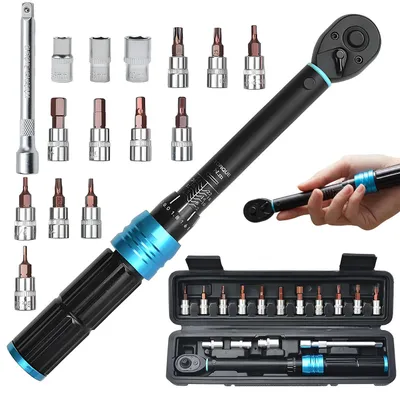 Produktbild von Drehmomentschlüssel, 1/4 Zoll 2–24 Nmm, Teleskopratsche, mit 1 x 10,2 cm Verlängerungsstange, 6–7–8–10–13 mm Stecknüsse, für Auto PKW