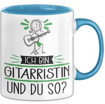 Produktbild von Gitarristin Tasse Geschenk Ich Bin Gitarristin Und Du So Geschenkidee Lustiger Spruch Becher (Blau)